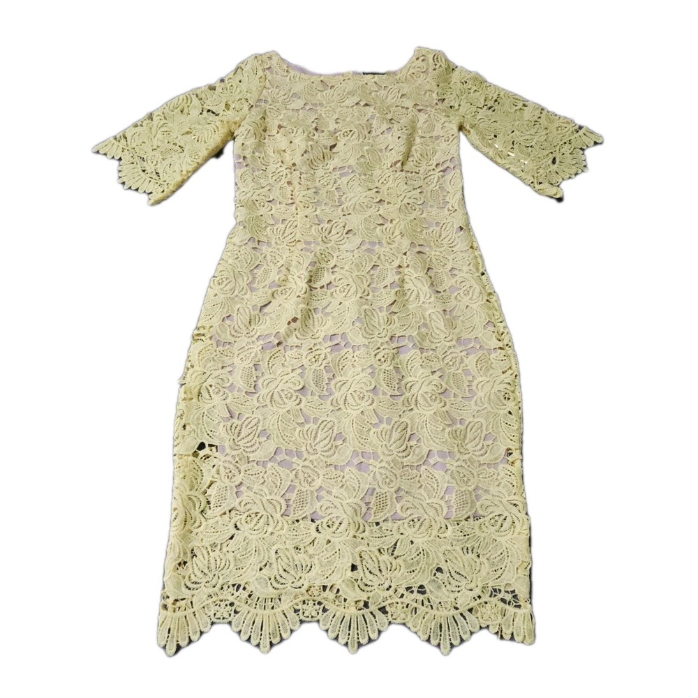Marina Dress Womens 4 Floral Crochet Lace Sheer‎ Sleeve Overlsy Garden Party